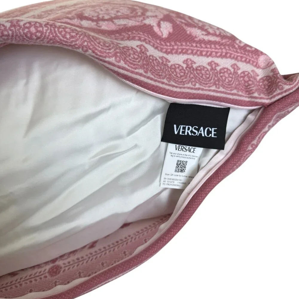 Versace Medusa Wool/Cashmere Pink Pillow Cushion, large,‎ New Made in Italy